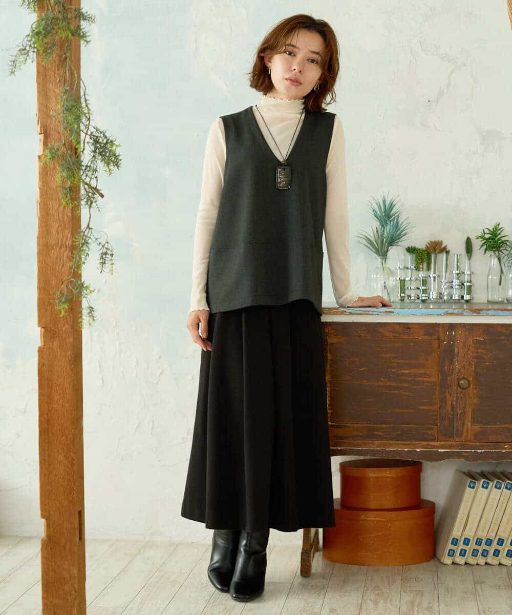 NHKAI80090 GIANNI LO GIUDICE(小さいサイズ)(メゾン ドゥ サンク) ナイロンチュールハイネックカットソー アイボリー