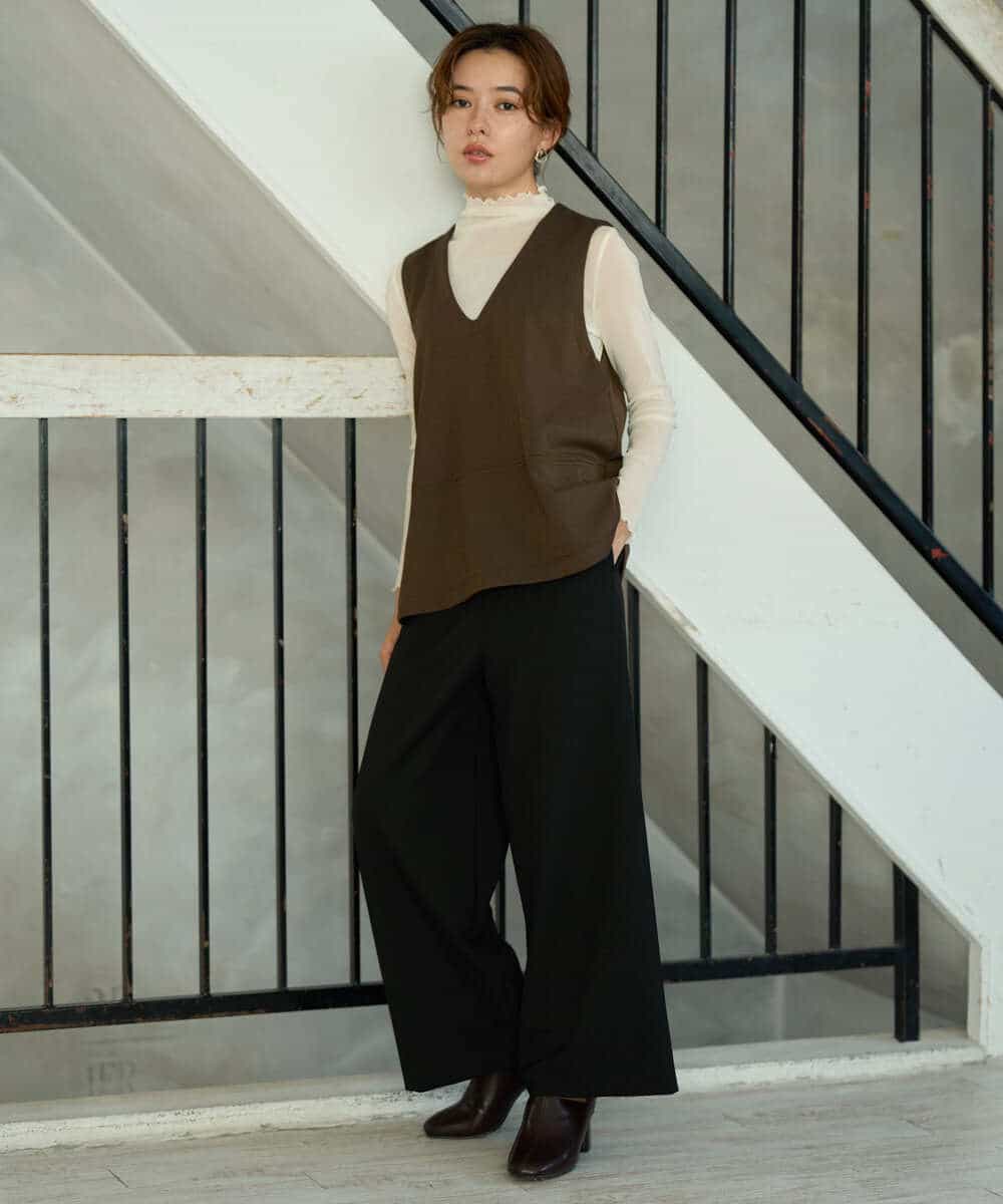 NHKAI80090 GIANNI LO GIUDICE(小さいサイズ)(メゾン ドゥ サンク) ナイロンチュールハイネックカットソー アイボリー