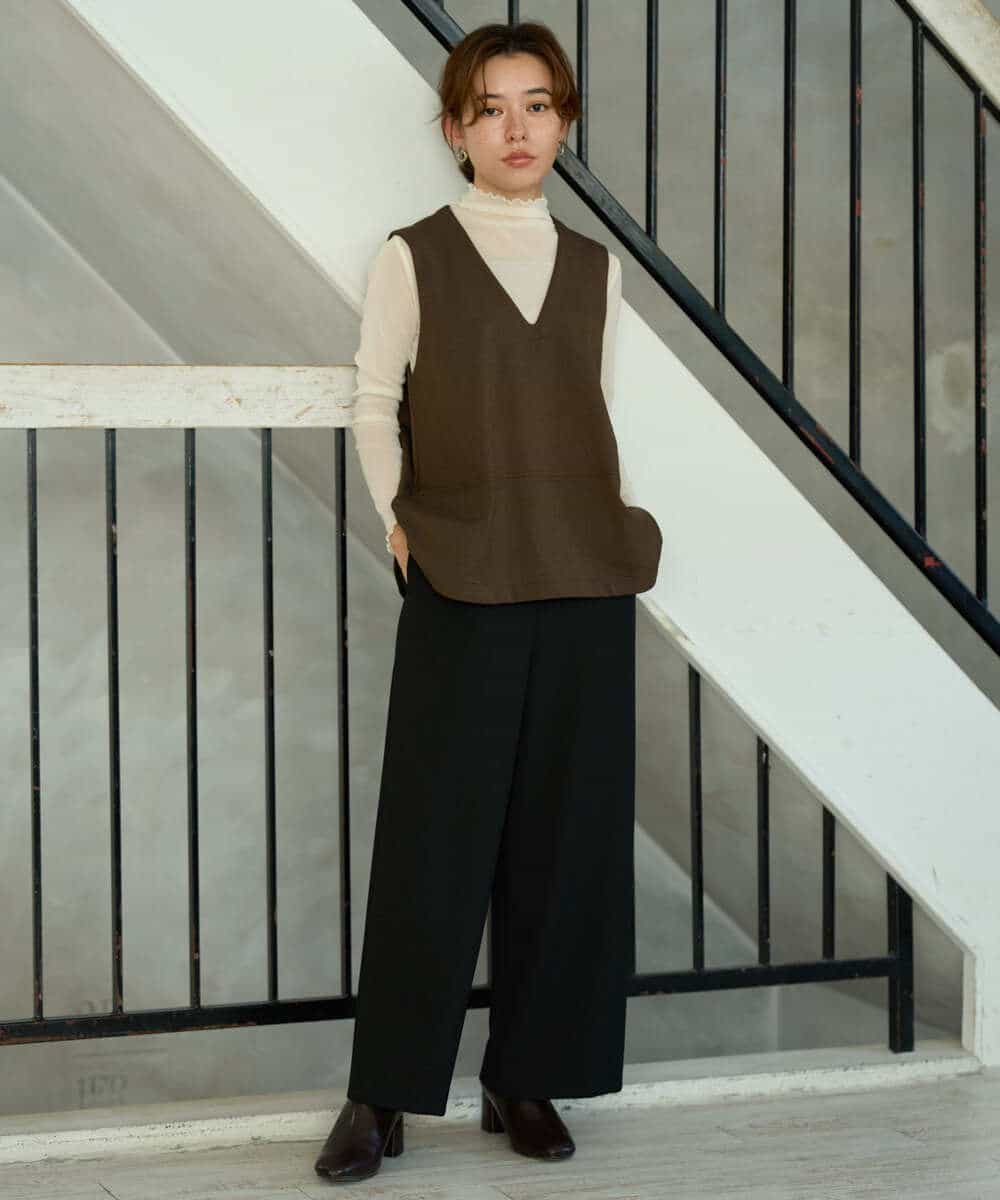 NHKAI80090 GIANNI LO GIUDICE(小さいサイズ)(メゾン ドゥ サンク) ナイロンチュールハイネックカットソー アイボリー