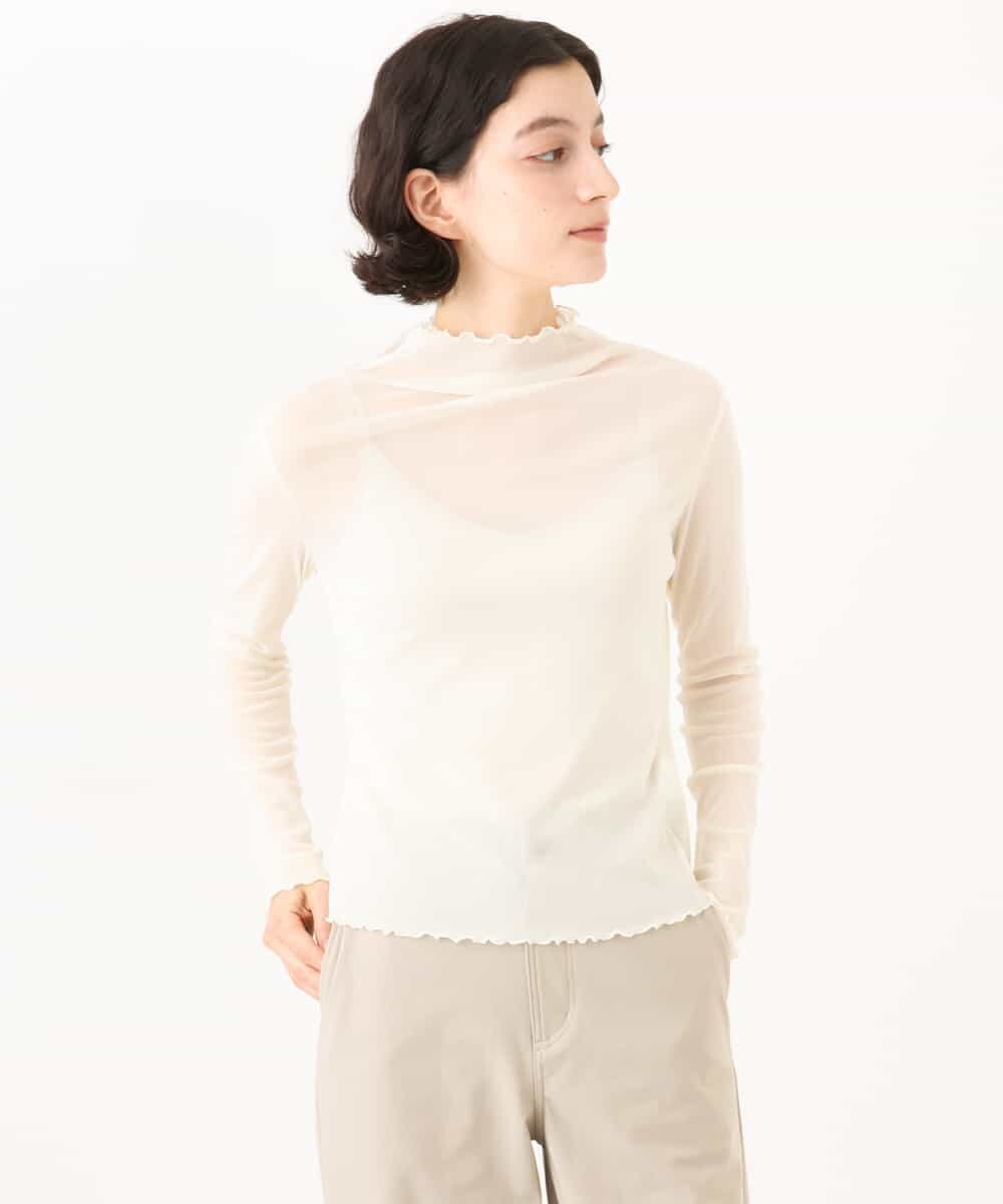NHKAI80090 GIANNI LO GIUDICE(小さいサイズ)(メゾン ドゥ サンク) ナイロンチュールハイネックカットソー アイボリー
