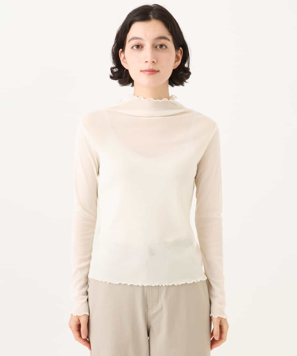 NHKAI80090 GIANNI LO GIUDICE(小さいサイズ)(メゾン ドゥ サンク) ナイロンチュールハイネックカットソー アイボリー