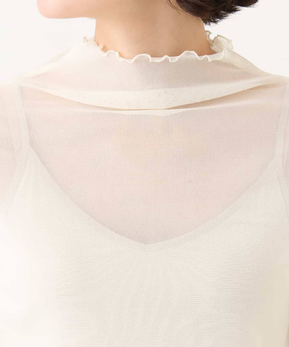 NHKAI80090 GIANNI LO GIUDICE(小さいサイズ)(メゾン ドゥ サンク) ナイロンチュールハイネックカットソー アイボリー