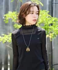 NHKAI80090 GIANNI LO GIUDICE(小さいサイズ)(メゾン ドゥ サンク) ナイロンチュールハイネックカットソー ブラック