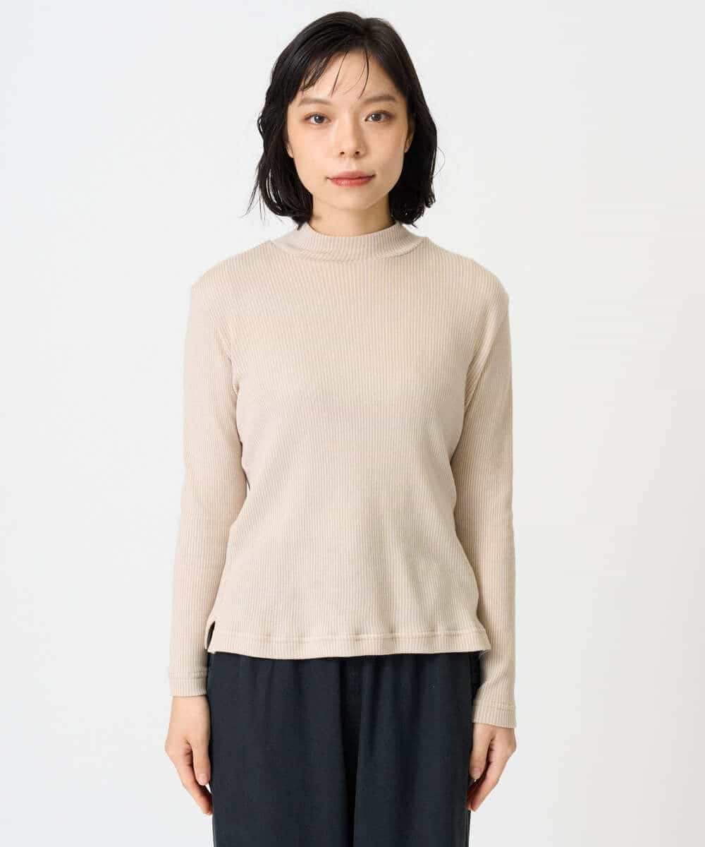 エアーコットンストライプ柄ハイネックカットソー(カットソー・Tシャツ