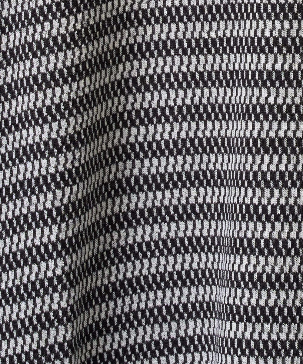 NHKAI87090 GIANNI LO GIUDICE(小さいサイズ)(メゾン ドゥ サンク) エアーコットン幾何ボーダー柄ハイネックカットソー ブラウン
