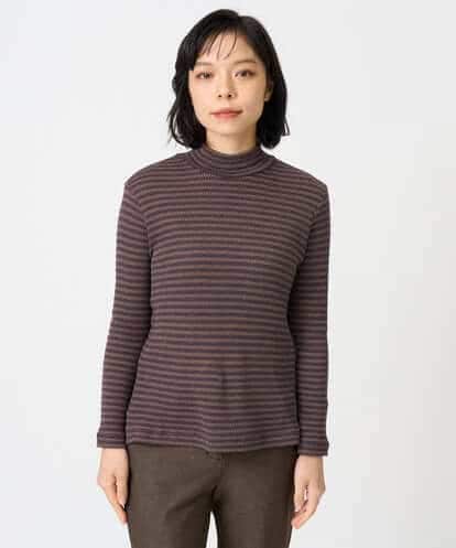 NHKAI87090 GIANNI LO GIUDICE(小さいサイズ) エアーコットン幾何ボーダー柄ハイネックカットソー