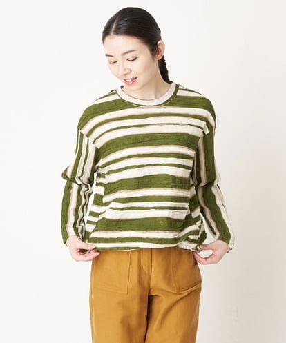 NHKAW11290 GIANNI LO GIUDICE(小さいサイズ) [日本製]ウールボーダージャカードカットソー