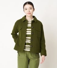 NHKAW11290 GIANNI LO GIUDICE(小さいサイズ)(メゾン ドゥ サンク) [日本製]ウールボーダージャカードカットソー カーキ