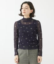 NHKCA02150 GIANNI LO GIUDICE(小さいサイズ)(メゾン ドゥ サンク) [日本製]サモーラチュールクローバーカットソー ネイビー