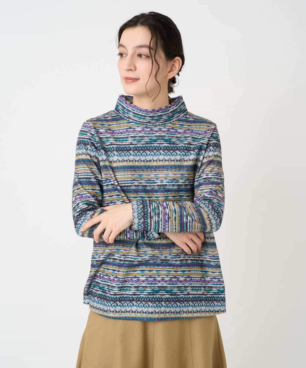 NHKCE51180 GIANNI LO GIUDICE(小さいサイズ)(メゾン ドゥ サンク) [日本製]編地柄プリントカットソー ベージュ