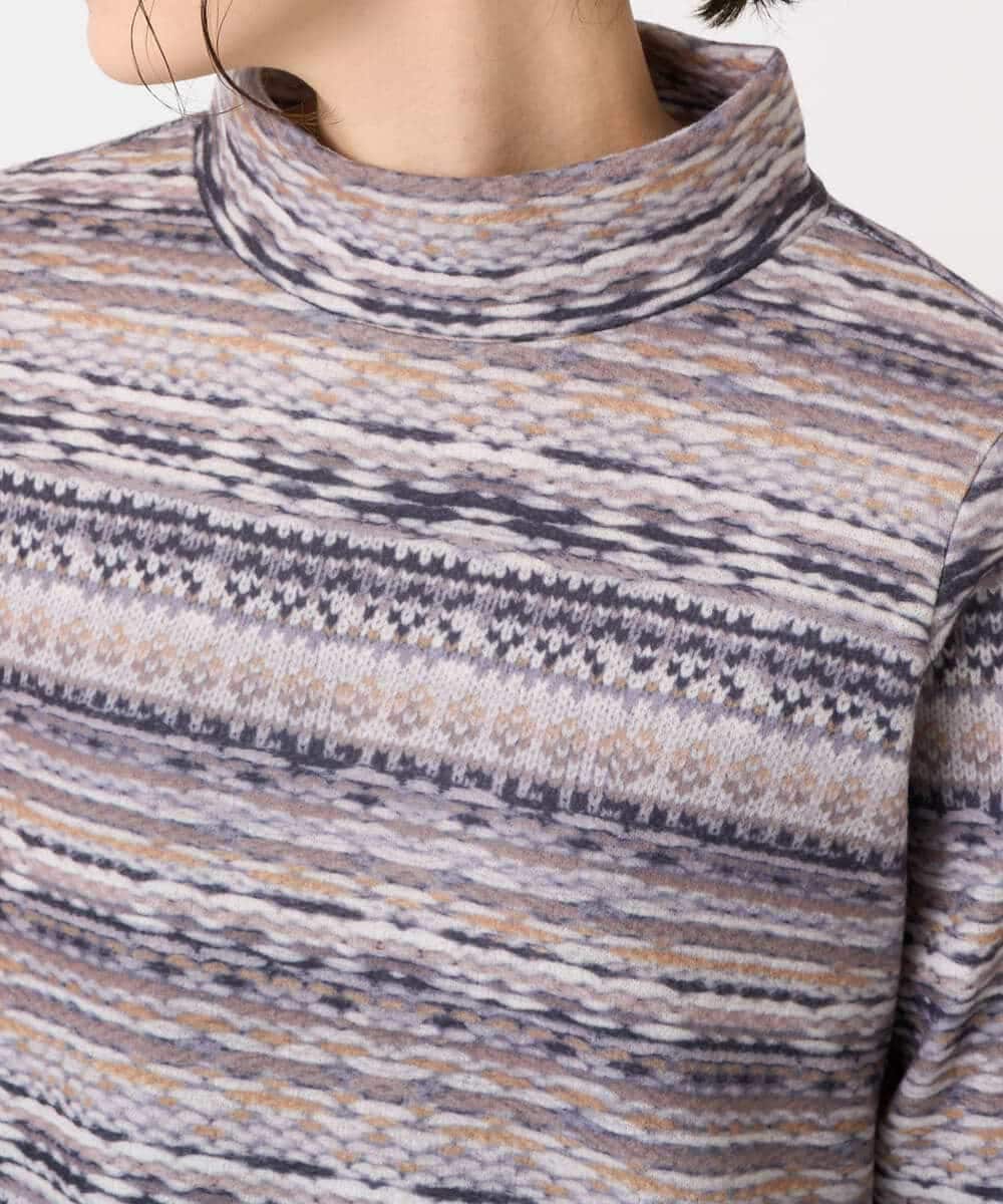 NHKCE51180 GIANNI LO GIUDICE(小さいサイズ)(メゾン ドゥ サンク) [日本製]編地柄プリントカットソー ベージュ