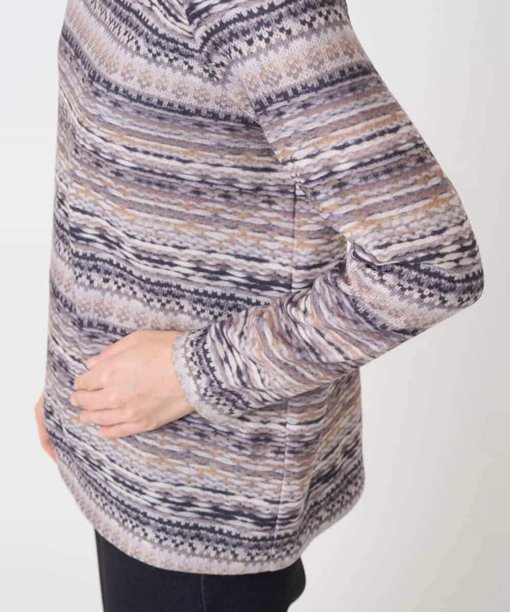 NHKCE51180 GIANNI LO GIUDICE(小さいサイズ)(メゾン ドゥ サンク) [日本製]編地柄プリントカットソー ベージュ