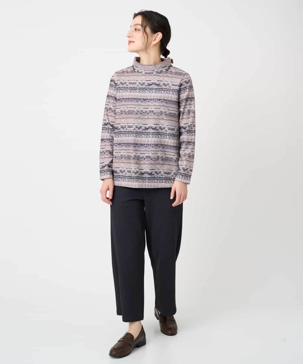 NHKCE51180 GIANNI LO GIUDICE(小さいサイズ)(メゾン ドゥ サンク) [日本製]編地柄プリントカットソー ベージュ