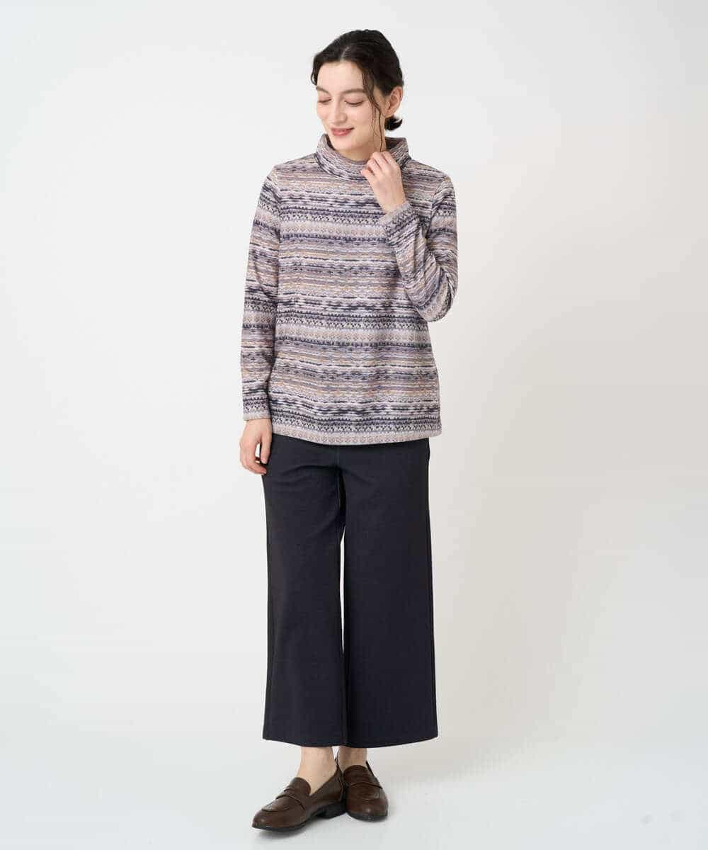 NHKCE51180 GIANNI LO GIUDICE(小さいサイズ)(メゾン ドゥ サンク) [日本製]編地柄プリントカットソー ベージュ