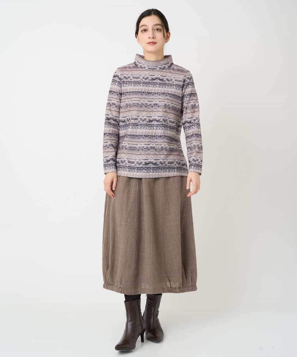 NHKCE51180 GIANNI LO GIUDICE(小さいサイズ)(メゾン ドゥ サンク) [日本製]編地柄プリントカットソー ベージュ