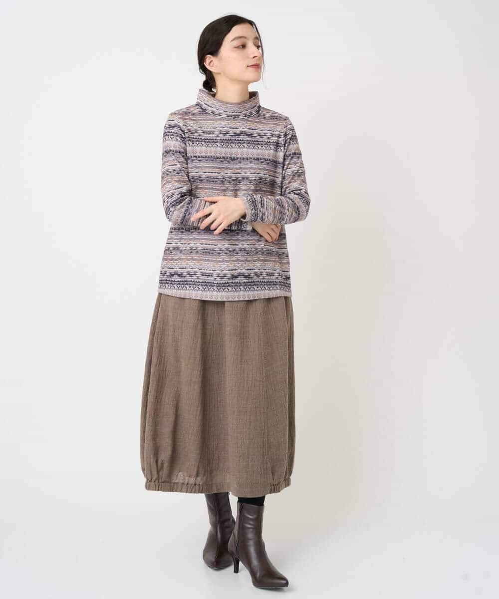 NHKCE51180 GIANNI LO GIUDICE(小さいサイズ)(メゾン ドゥ サンク) [日本製]編地柄プリントカットソー ベージュ