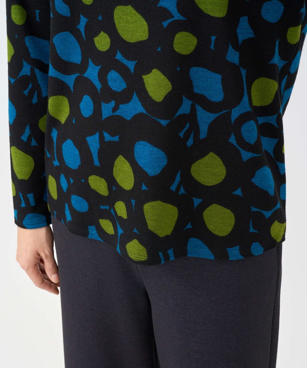 NHKCF51230 GIANNI LO GIUDICE(小さいサイズ)(メゾン ドゥ サンク) [日本製]テンセルリバードットプリントカットソー ブルー系