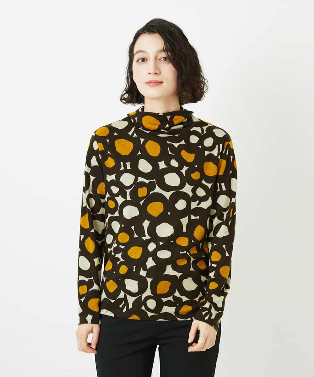 NHKCF51230 GIANNI LO GIUDICE(小さいサイズ)(メゾン ドゥ サンク) [日本製]テンセルリバードットプリントカットソー ベージュ系