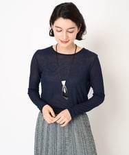 NHKEB41130 GIANNI LO GIUDICE(小さいサイズ)(メゾン ドゥ サンク) [日本製]シアーストレッチフライスカットソー ネイビー