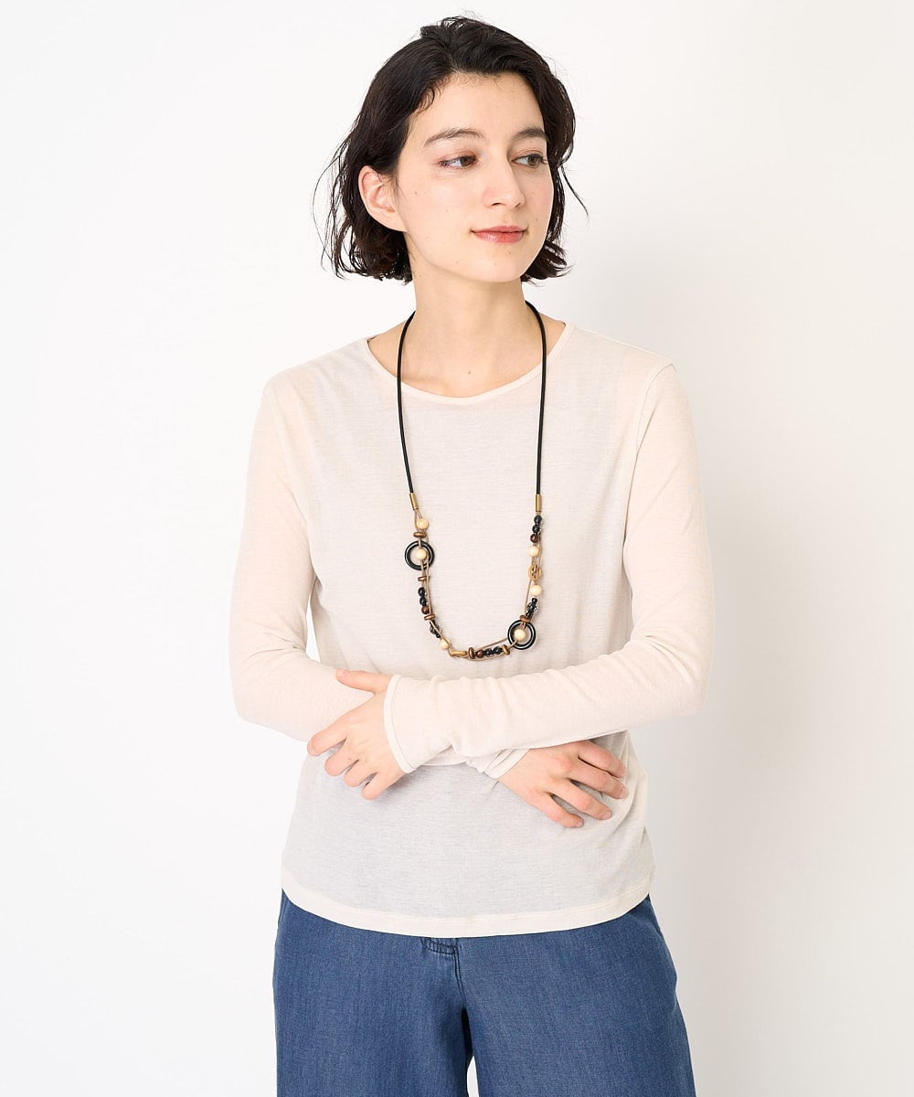 NHKEB41130 GIANNI LO GIUDICE(小さいサイズ)(メゾン ドゥ サンク) [日本製]シアーストレッチフライスカットソー アイボリー
