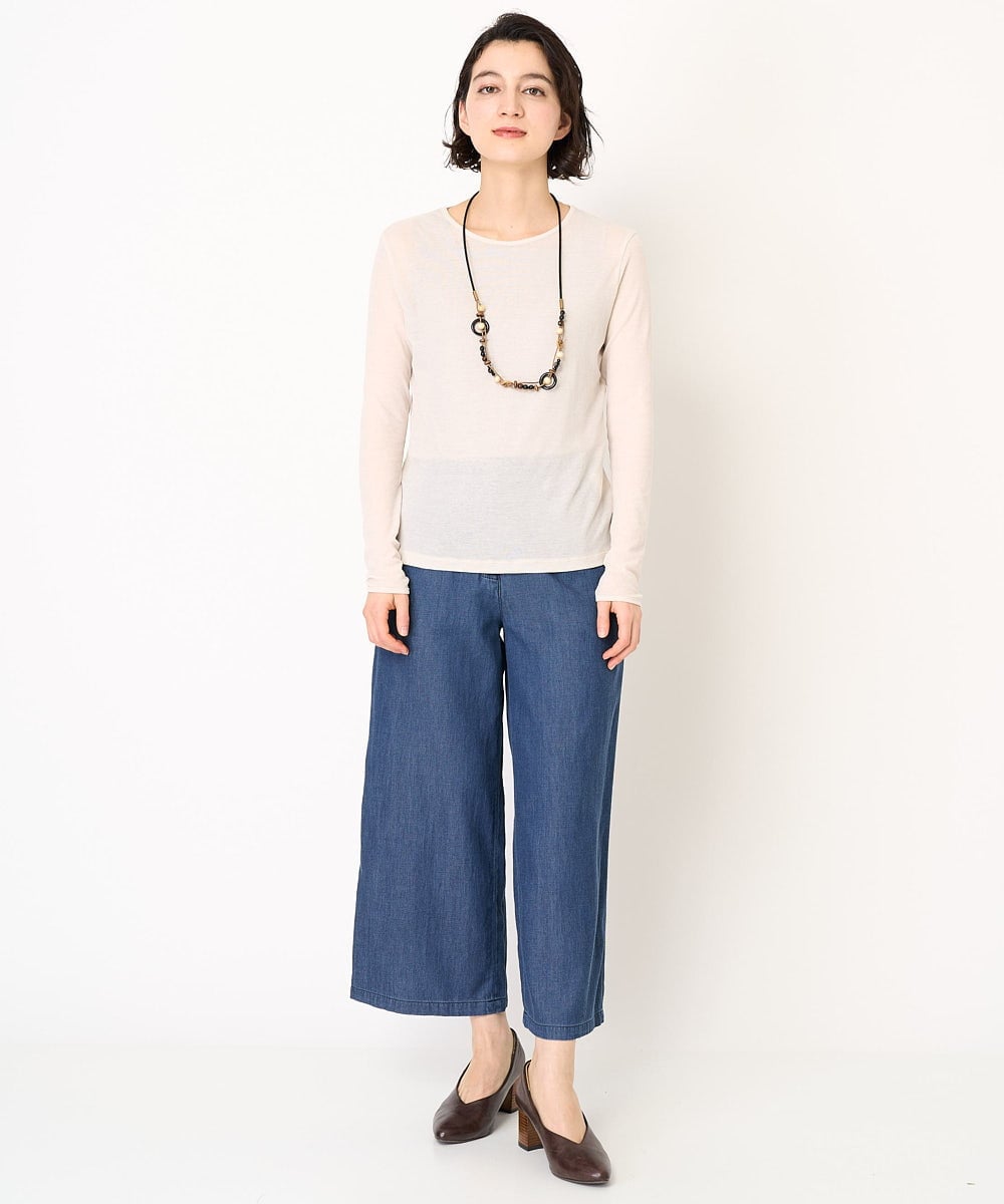 NHKEB41130 GIANNI LO GIUDICE(小さいサイズ)(メゾン ドゥ サンク) [日本製]シアーストレッチフライスカットソー アイボリー