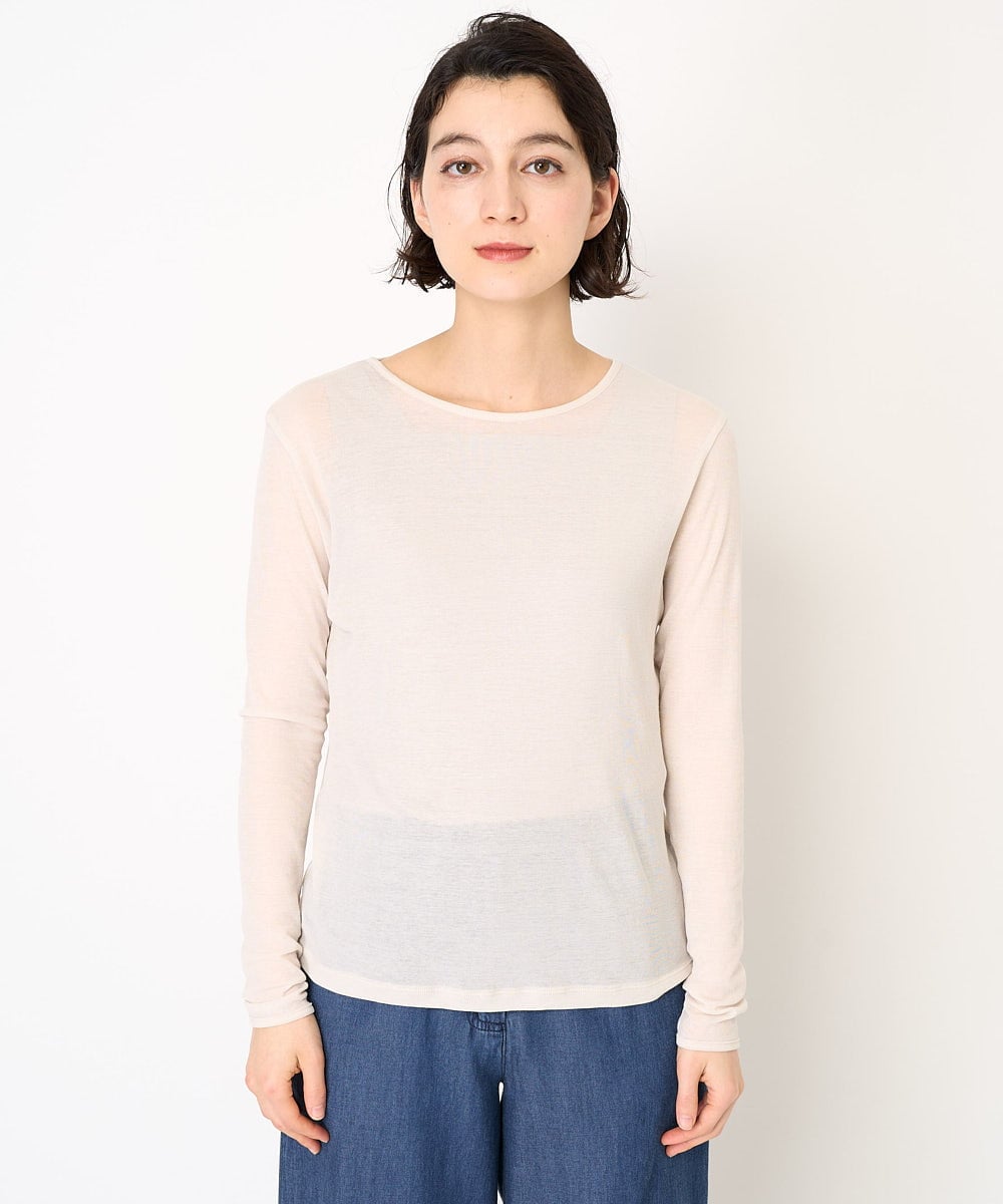 NHKEB41130 GIANNI LO GIUDICE(小さいサイズ)(メゾン ドゥ サンク) [日本製]シアーストレッチフライスカットソー アイボリー