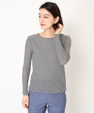 NHKEB41130 GIANNI LO GIUDICE(小さいサイズ)(メゾン ドゥ サンク) [日本製]シアーストレッチフライスカットソー ブラック×ホワイト