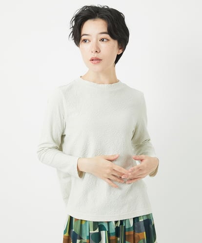 NHKEB53150 GIANNI LO GIUDICE(小さいサイズ) [日本製]綿麻バイアスチェックジャガードカットソー