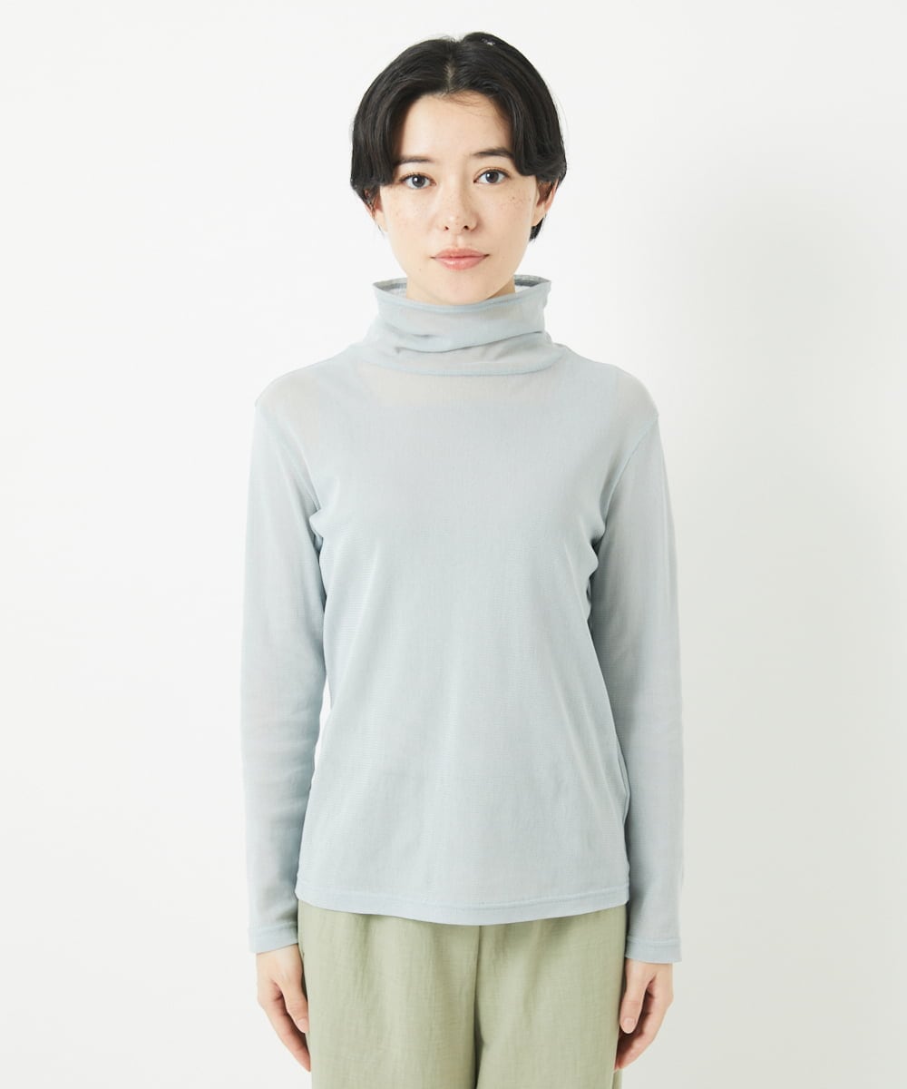 NHKEC81110 GIANNI LO GIUDICE(小さいサイズ)(メゾン ドゥ サンク) [日本製]コットンチュールハイネックプルオーバー ライトブルー