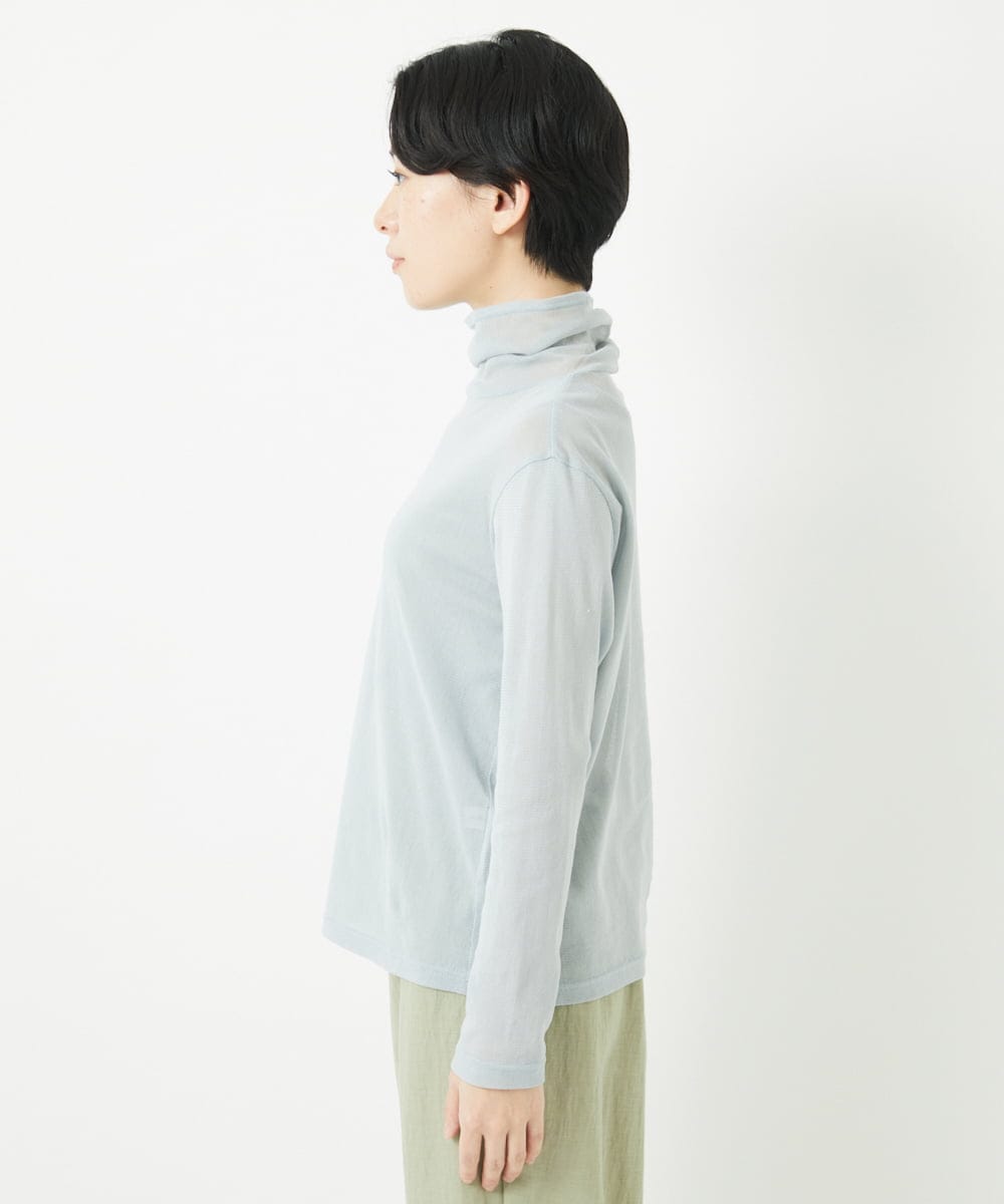 NHKEC81110 GIANNI LO GIUDICE(小さいサイズ)(メゾン ドゥ サンク) [日本製]コットンチュールハイネックプルオーバー ライトブルー
