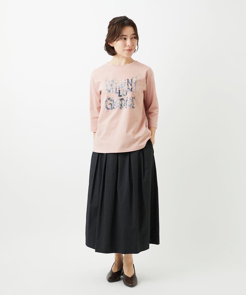 NHKED10200 GIANNI LO GIUDICE(小さいサイズ)(メゾン ドゥ サンク) [日本製]ハイゲージ天竺ロゴカットソー ライトブルー