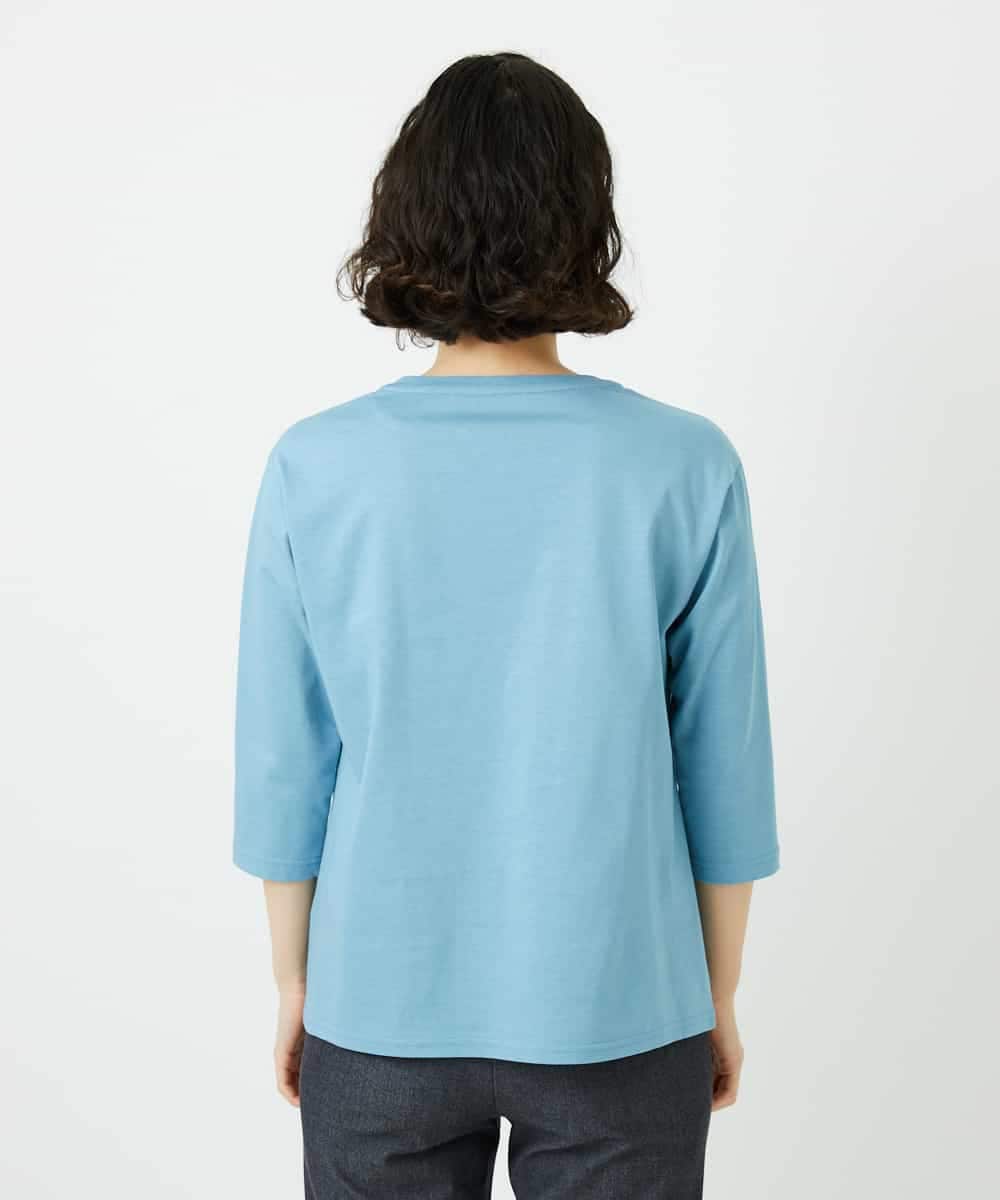 NHKED10200 GIANNI LO GIUDICE(小さいサイズ)(メゾン ドゥ サンク) [日本製]ハイゲージ天竺ロゴカットソー ライトブルー