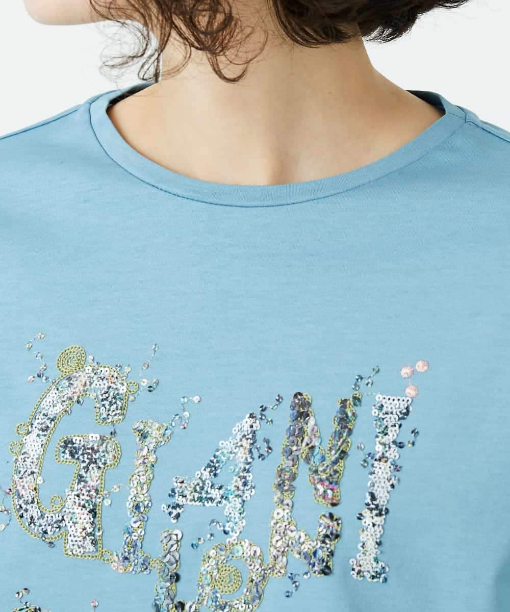 NHKED10200 GIANNI LO GIUDICE(小さいサイズ)(メゾン ドゥ サンク) [日本製]ハイゲージ天竺ロゴカットソー ライトブルー