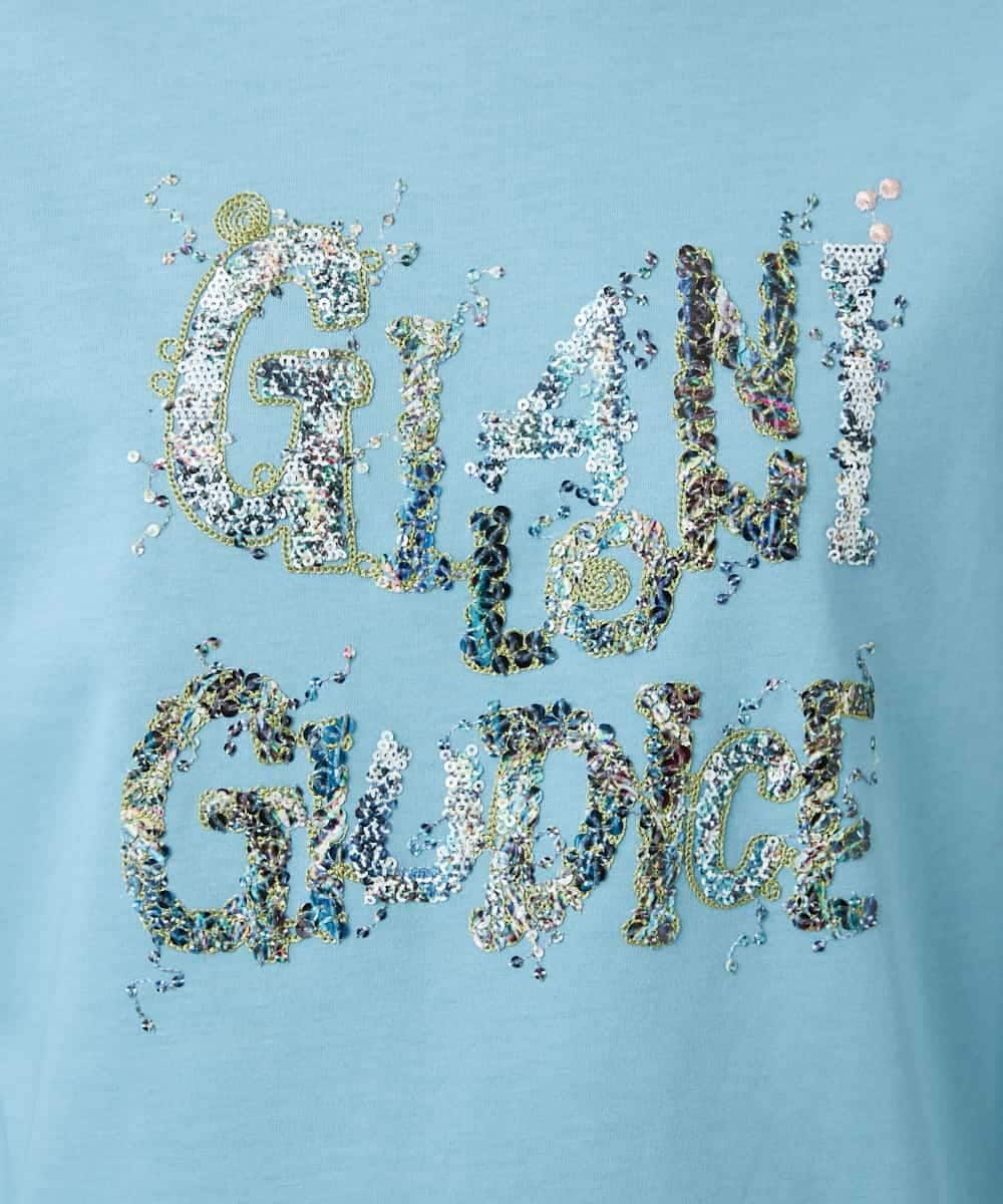 NHKED10200 GIANNI LO GIUDICE(小さいサイズ)(メゾン ドゥ サンク) [日本製]ハイゲージ天竺ロゴカットソー ライトブルー