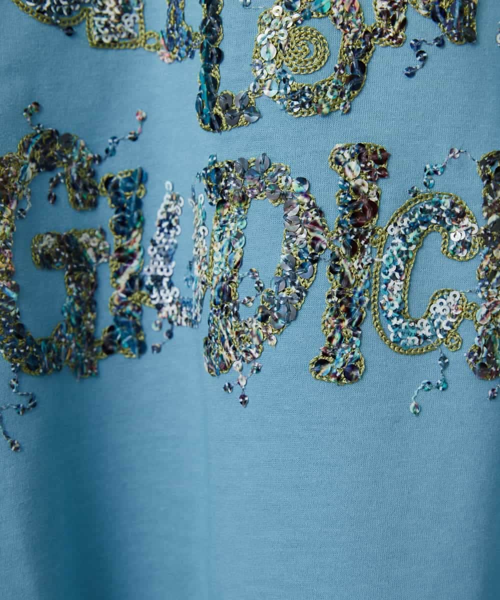 NHKED10200 GIANNI LO GIUDICE(小さいサイズ)(メゾン ドゥ サンク) [日本製]ハイゲージ天竺ロゴカットソー ライトブルー