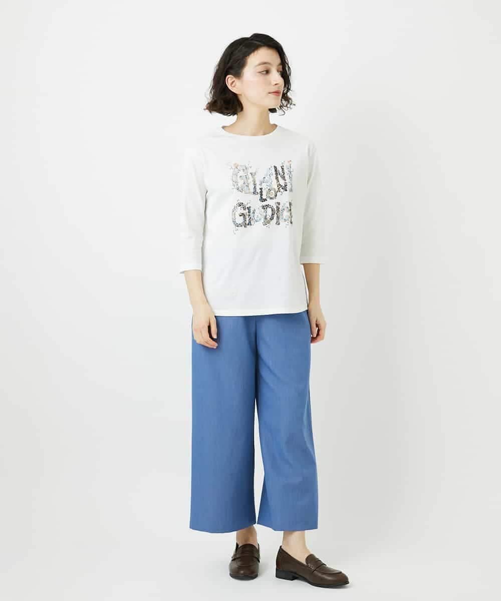 NHKED10200 GIANNI LO GIUDICE(小さいサイズ)(メゾン ドゥ サンク) [日本製]ハイゲージ天竺ロゴカットソー ライトブルー