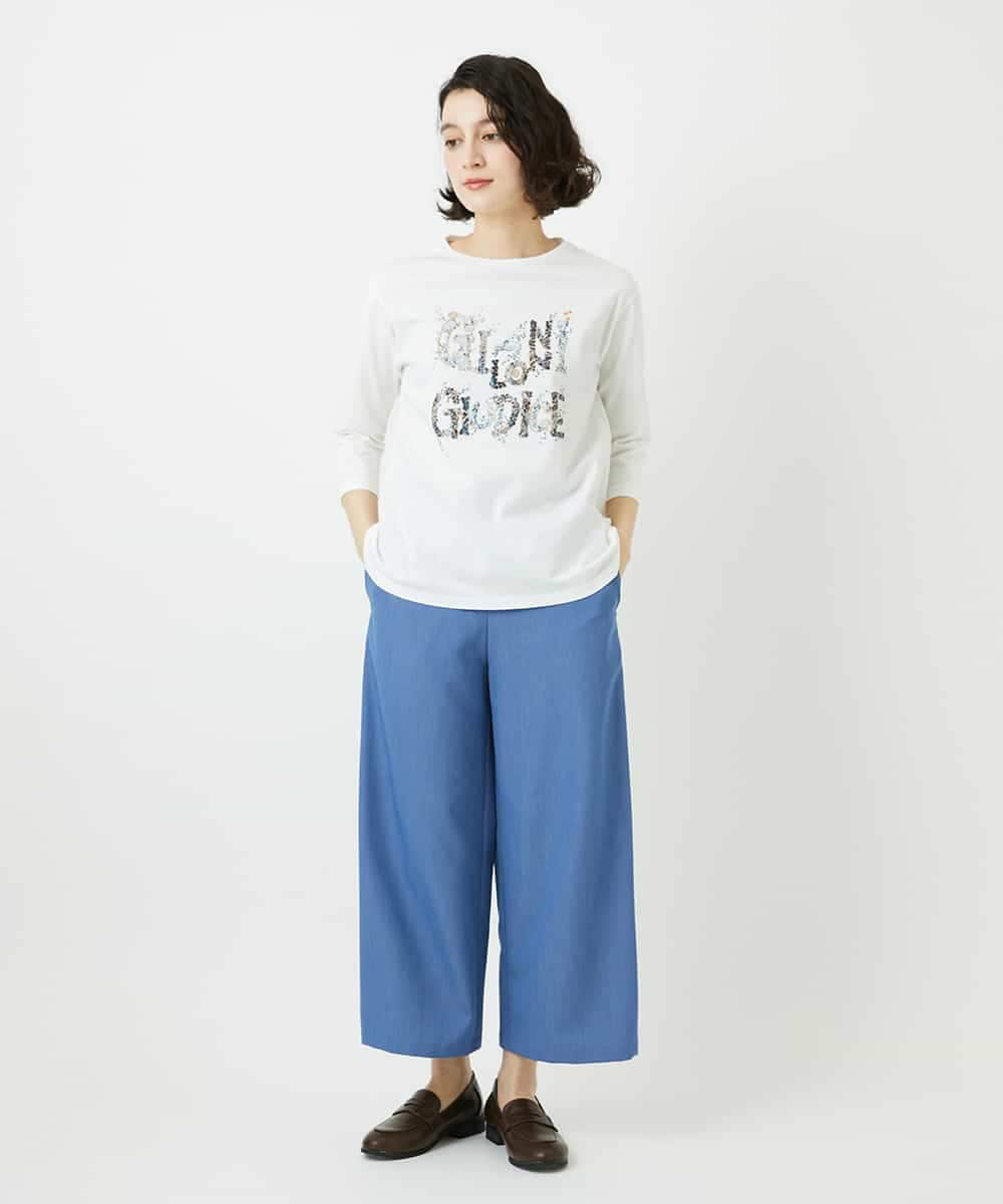 NHKED10200 GIANNI LO GIUDICE(小さいサイズ)(メゾン ドゥ サンク) [日本製]ハイゲージ天竺ロゴカットソー ライトブルー