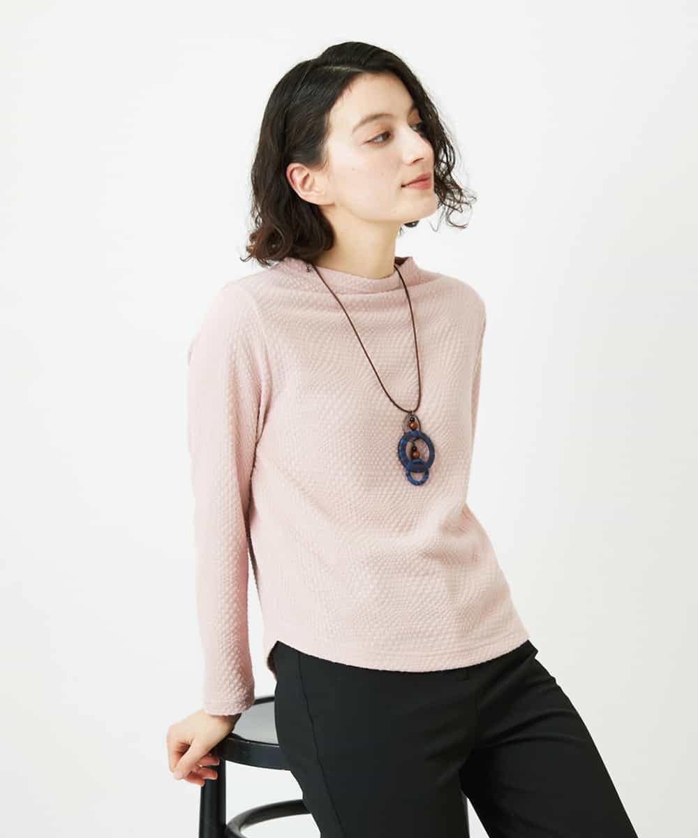 NHKED12160 GIANNI LO GIUDICE(小さいサイズ)(メゾン ドゥ サンク) [日本製]ジャガード織りカットソー ピンク