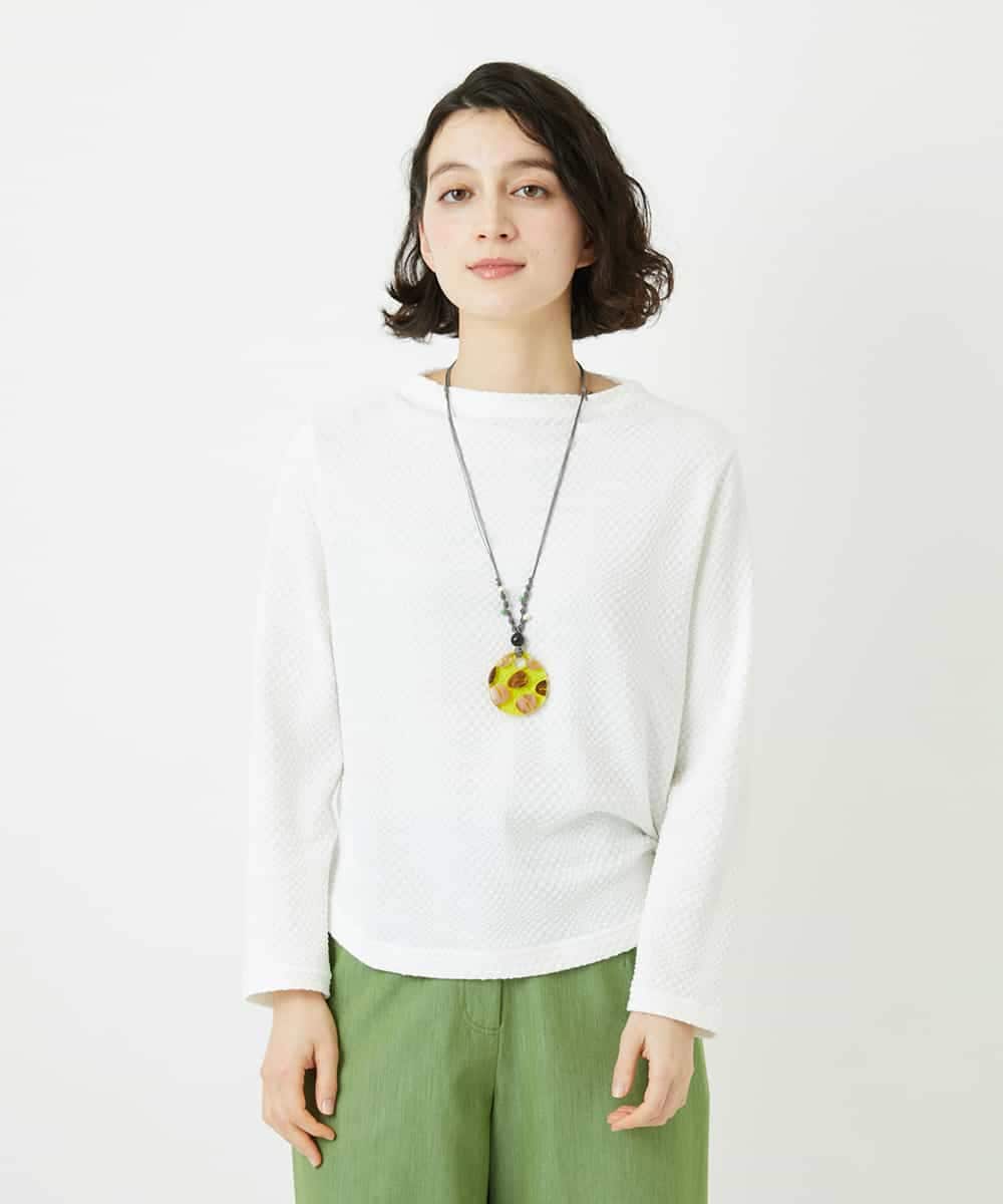 NHKED12160 GIANNI LO GIUDICE(小さいサイズ)(メゾン ドゥ サンク) [日本製]ジャガード織りカットソー ライトイエロー