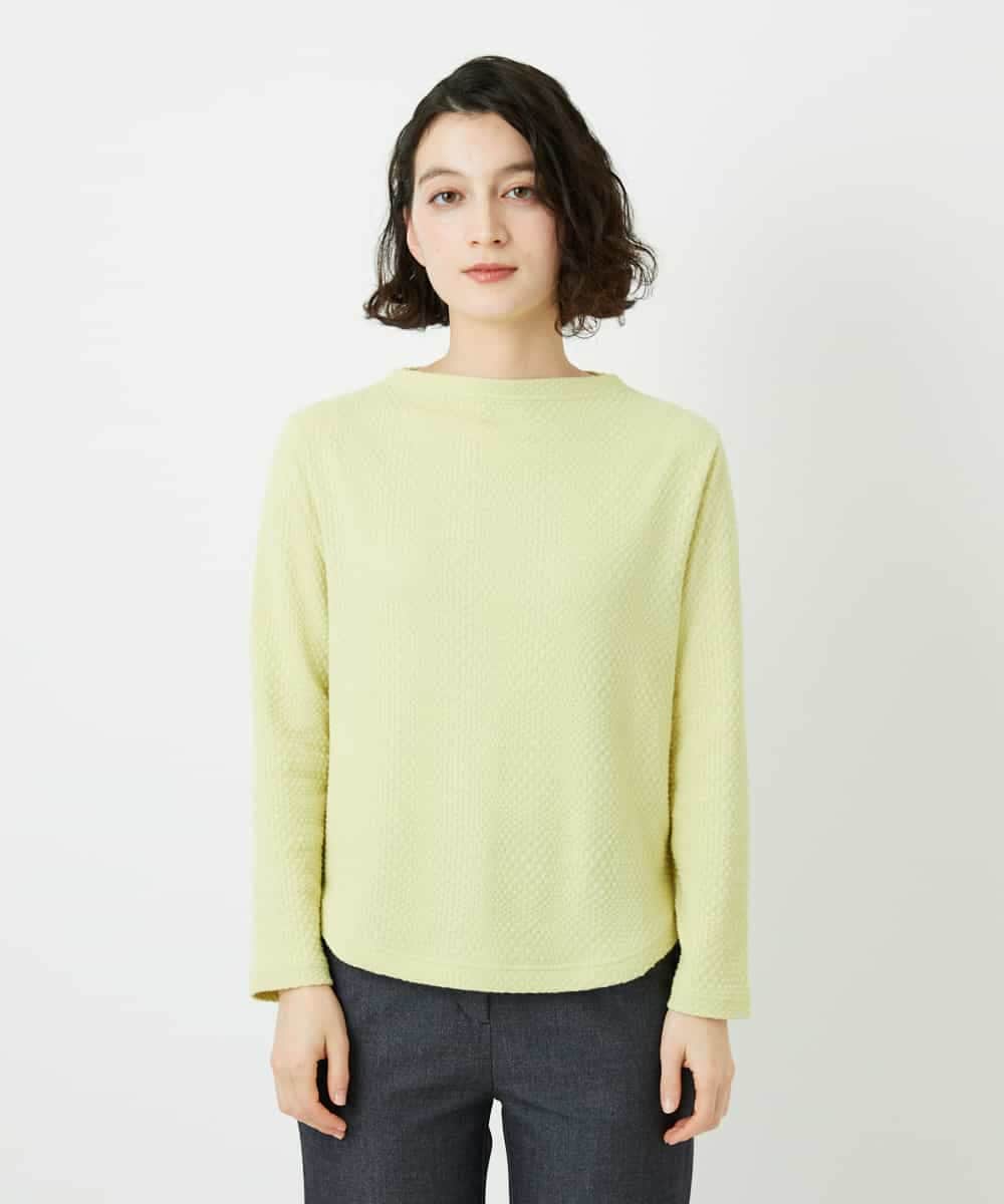 NHKED12160 GIANNI LO GIUDICE(小さいサイズ)(メゾン ドゥ サンク) [日本製]ジャガード織りカットソー ライトイエロー