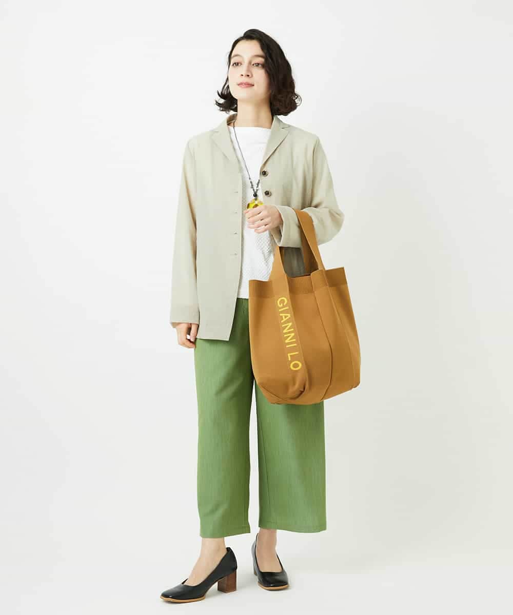 NHKED12160 GIANNI LO GIUDICE(小さいサイズ)(メゾン ドゥ サンク) [日本製]ジャガード織りカットソー ライトイエロー