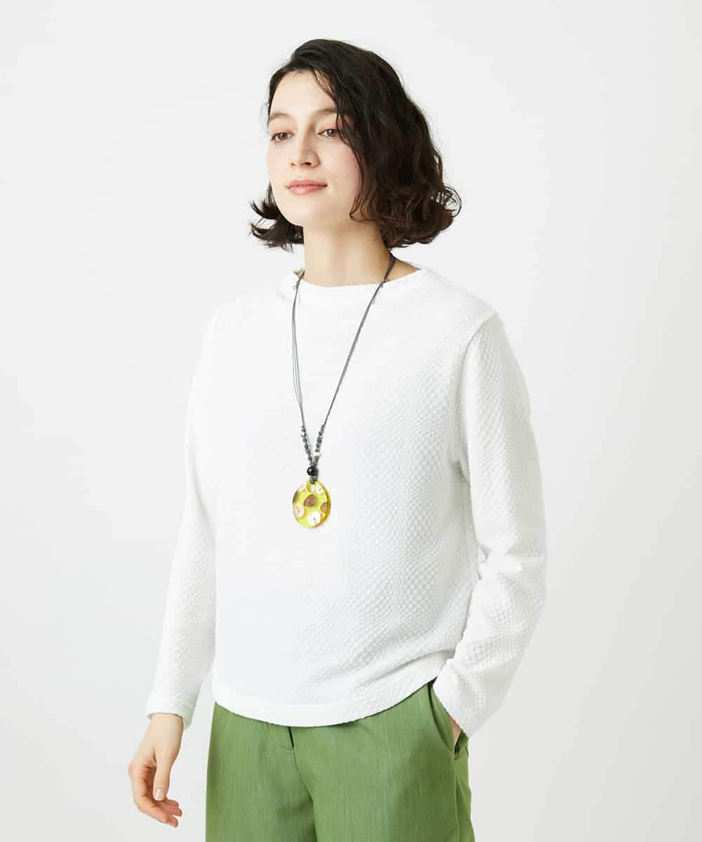 NHKED12160 GIANNI LO GIUDICE(小さいサイズ)(メゾン ドゥ サンク) [日本製]ジャガード織りカットソー アイボリー