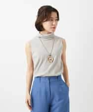 NHKEF82085 GIANNI LO GIUDICE(小さいサイズ)(メゾン ドゥ サンク) [日本製]コットンチュールノースリーブカットソー ライトグレー