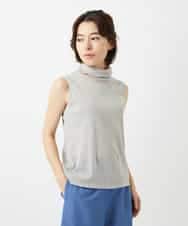 NHKEF82085 GIANNI LO GIUDICE(小さいサイズ)(メゾン ドゥ サンク) [日本製]コットンチュールノースリーブカットソー ライトグレー