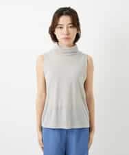 NHKEF82085 GIANNI LO GIUDICE(小さいサイズ)(メゾン ドゥ サンク) [日本製]コットンチュールノースリーブカットソー ライトグレー