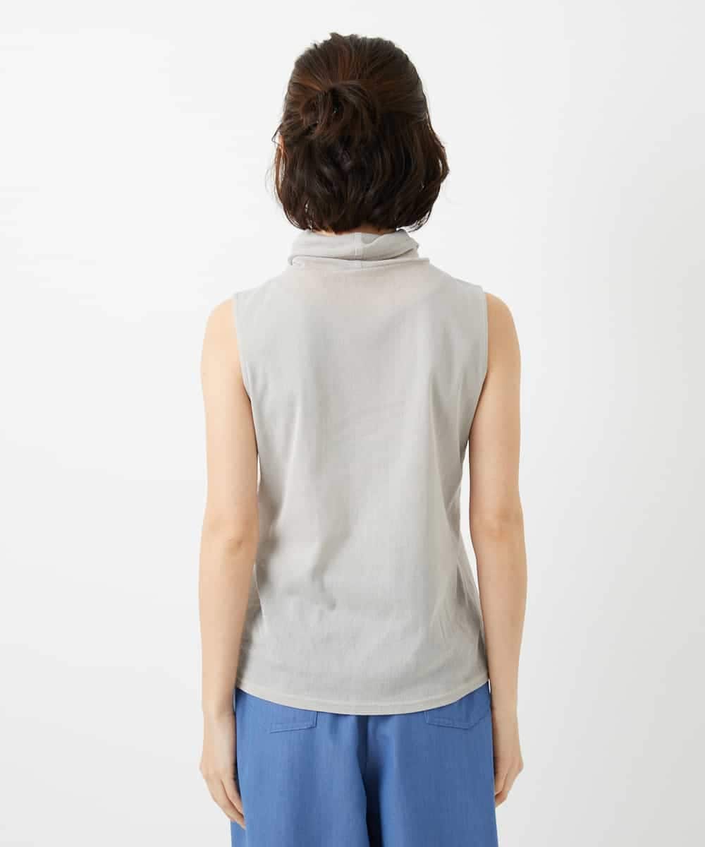 NHKEF82085 GIANNI LO GIUDICE(小さいサイズ)(メゾン ドゥ サンク) [日本製]コットンチュールノースリーブカットソー ライトグレー