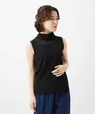 NHKEF82085 GIANNI LO GIUDICE(小さいサイズ)(メゾン ドゥ サンク) [日本製]コットンチュールノースリーブカットソー ブラック