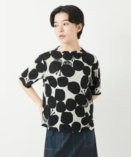 NHKGA26230 GIANNI LO GIUDICE(小さいサイズ)(メゾン ドゥ サンク) [日本製]コットンガーゼフライスドットバタフライカットソー ブラック☓ホワイト
