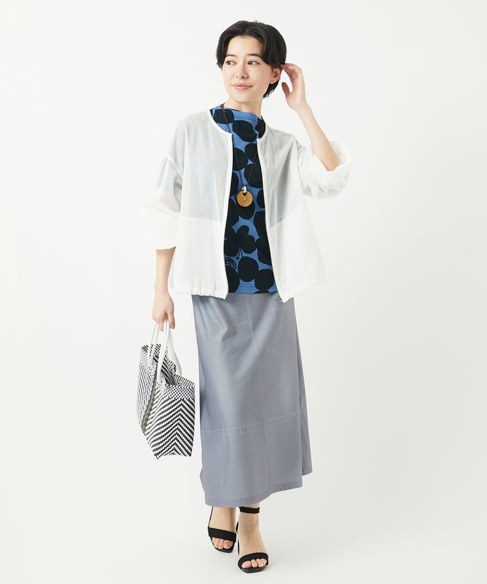NHKGA26230 GIANNI LO GIUDICE(小さいサイズ)(メゾン ドゥ サンク) [日本製]コットンガーゼフライスドットバタフライカットソー ブラック☓ホワイト