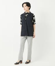NHKGA26230 GIANNI LO GIUDICE(小さいサイズ)(メゾン ドゥ サンク) [日本製]コットンガーゼフライスドットバタフライカットソー ブラック☓ホワイト